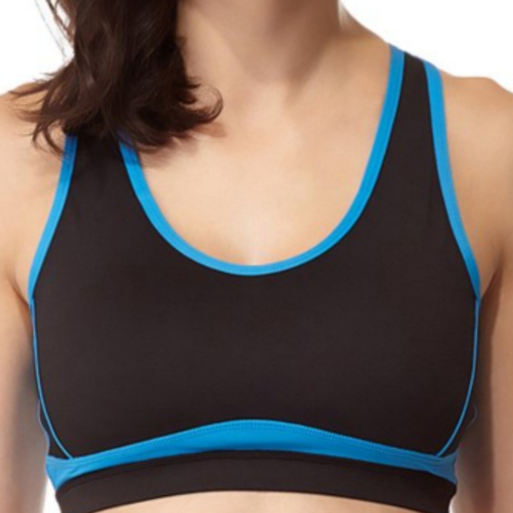 NEW Central Park Black and Sky Blue Sports Bra